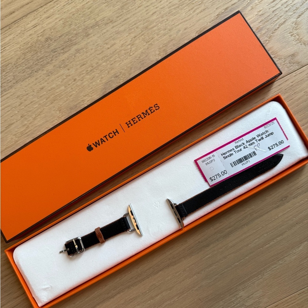 Hermes Black and Gold Apple Watch Band